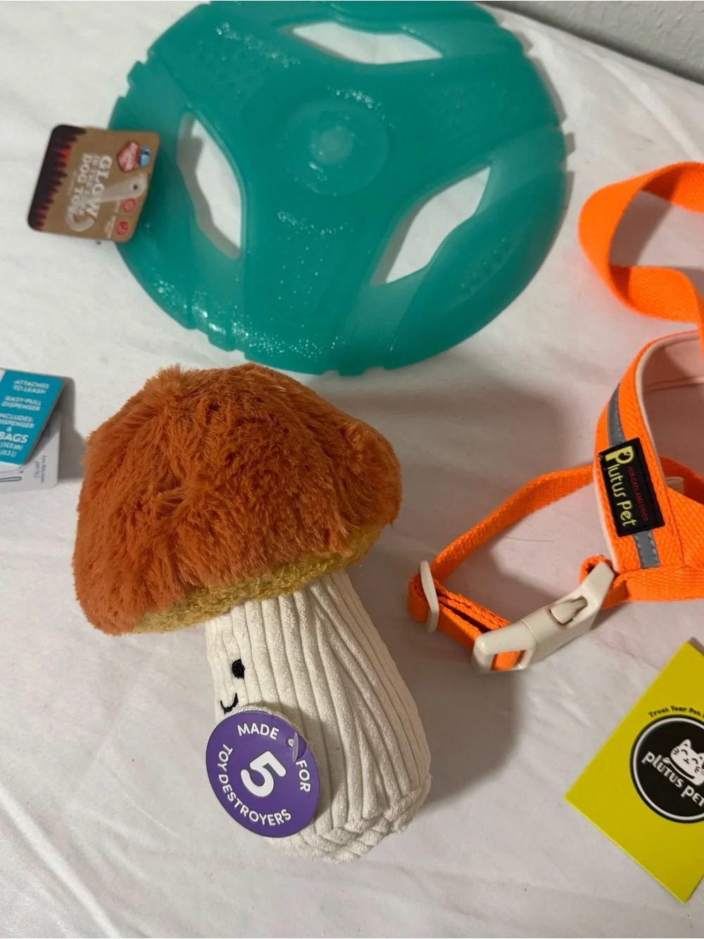 Plenus Pet Orange Dog Leash and Harness Set (Various) Frisbee Dog Tag, Etc NWT